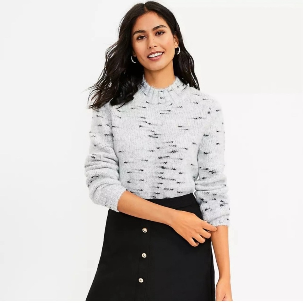 Loft Gray and Black Mockneck Sweater